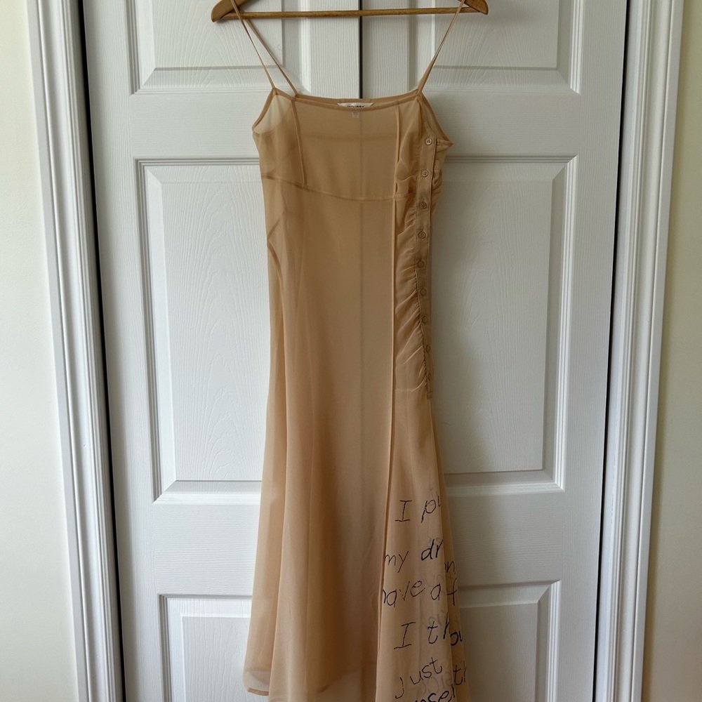 Moussy sheer maxi slip dress spaghetti strap
